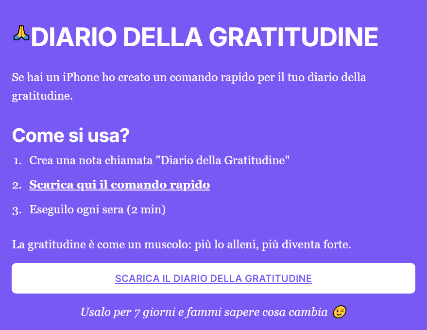 Comando Rapido Diario della Gratitudine per dispositivi Apple 